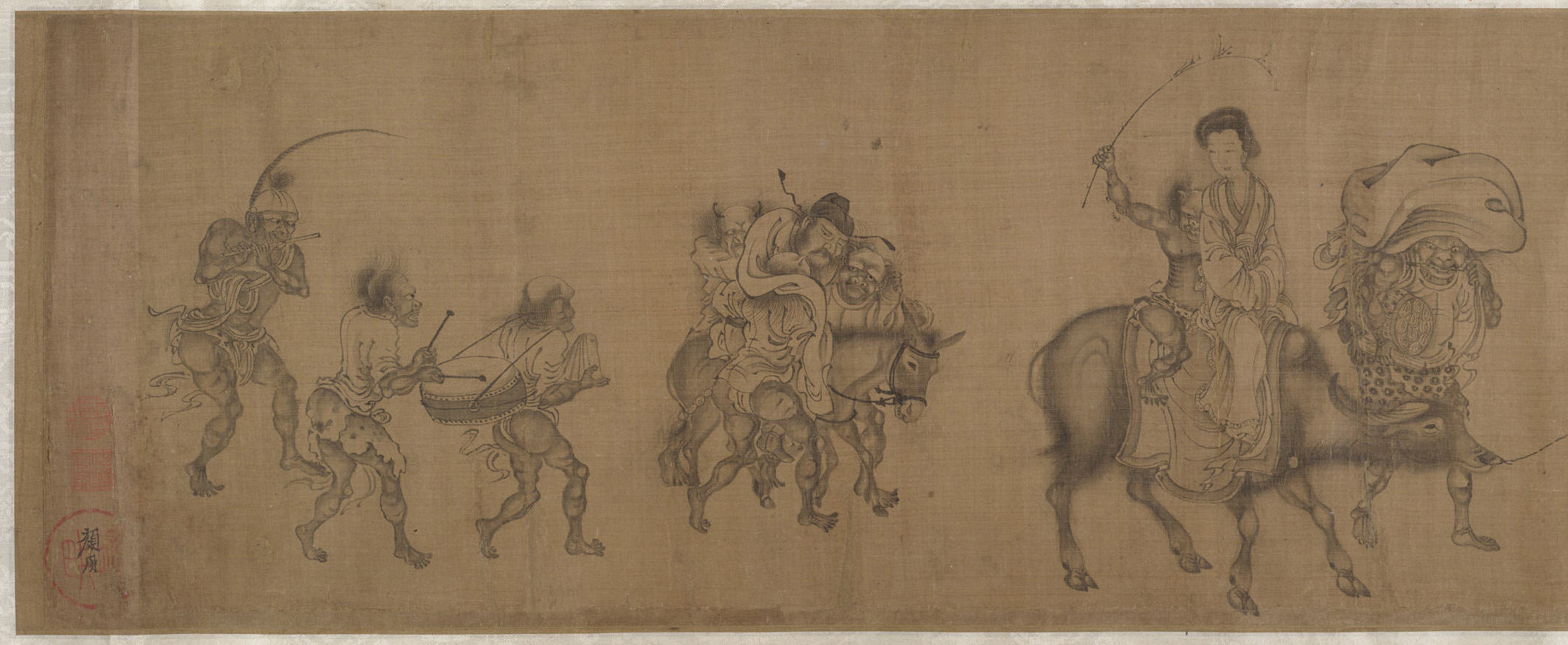 The Demon Queller Zhong Kui Giving His Sister Away in Marriage by Yan Geng, Yuan dynasty handscroll - Metropolitan Museum of Art