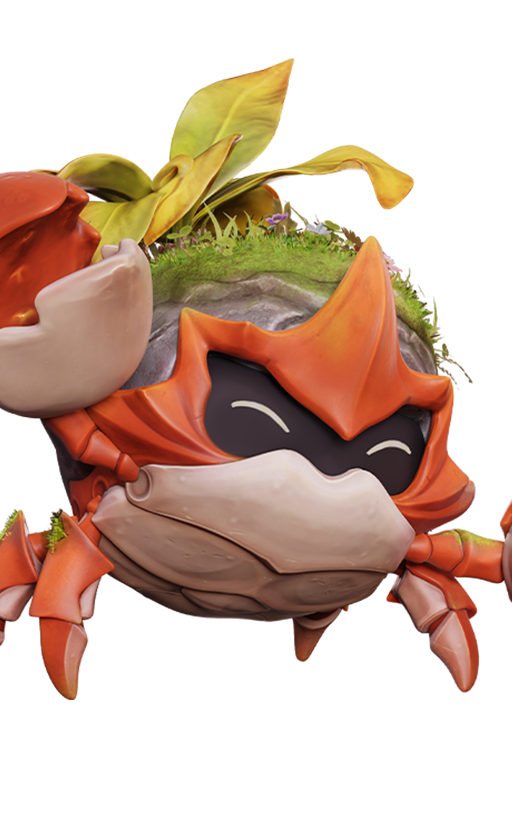 Official full-body artwork of the Aniimo Shrubclaw in its Bay Form, a Rock element Break role creature
