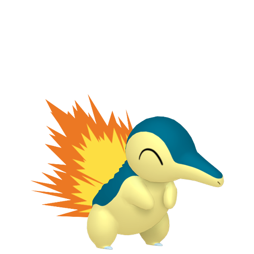 Cyndaquil sprite from Pokemon Pokopia showing the Fire Mouse Pokemon with Burn specialty