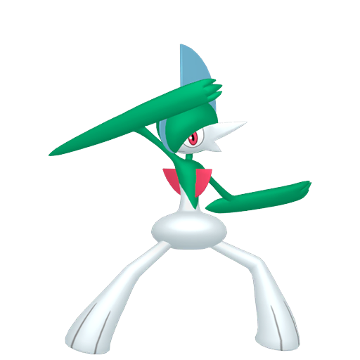 Gallade sprite from Pokemon Pokopia showing the Blade Pokemon with Build and Teleport specialties