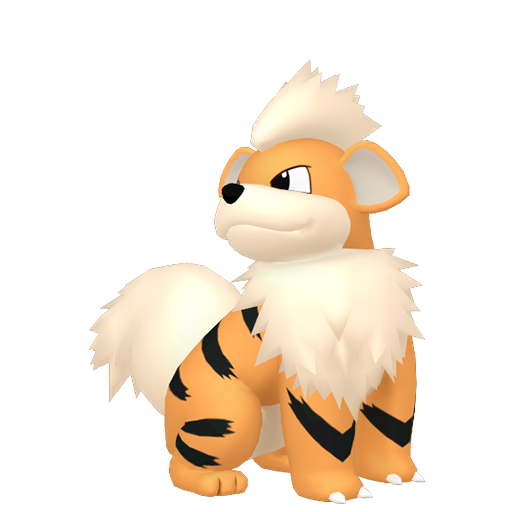 Growlithe sprite from Pokemon Pokopia showing the Puppy Pokemon with Search and Burn specialties