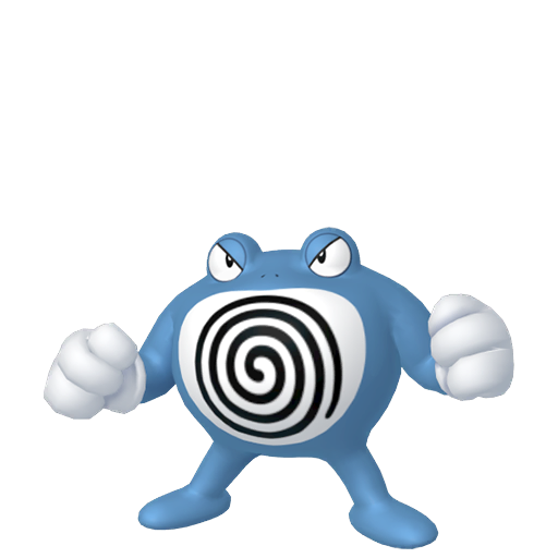 Poliwrath sprite from Pokemon Pokopia showing the Tadpole Pokemon with Water and Build specialties