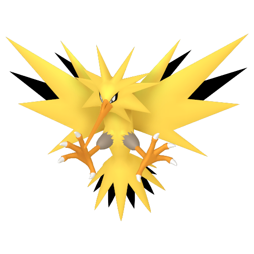 Zapdos sprite from Pokemon Pokopia showing the Electric Pokemon with Fly specialty