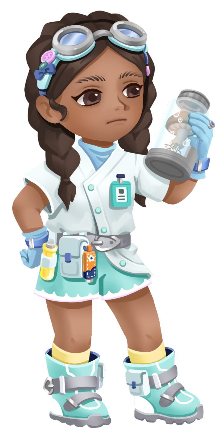 Full-length character illustration of Dr. Marie from Loftia.