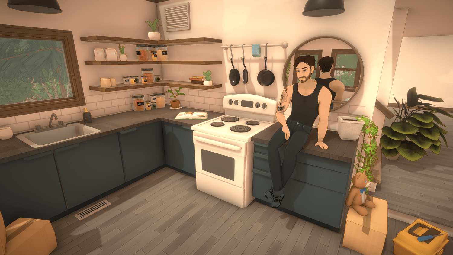 Sebastian, a pre-made Parafolk character from Paralives, in detailed full-body view