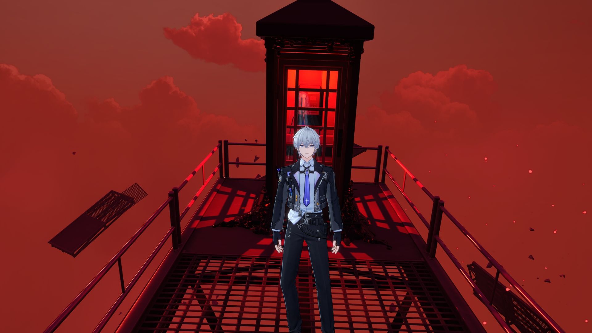 Player standing in front of a ReroRero Phone Booth on a rooftop platform