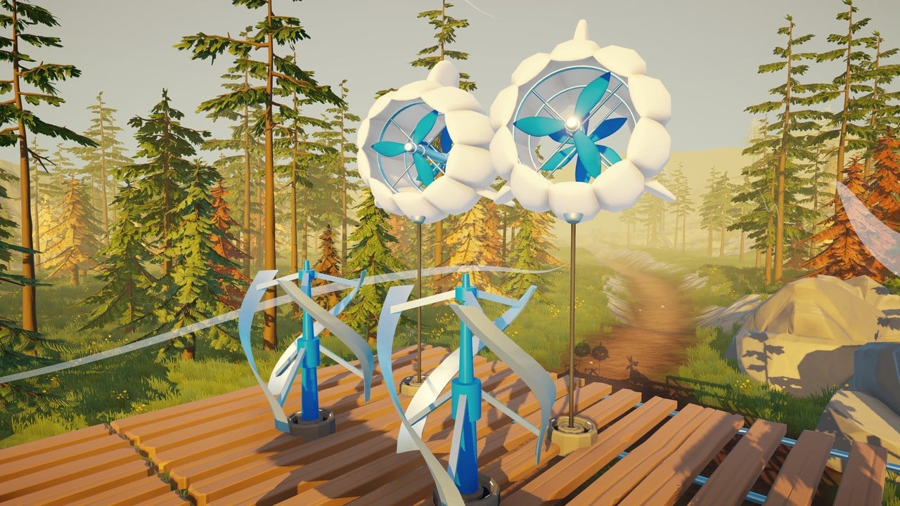 Wind turbines mounted on the camper van rooftop generating renewable energy