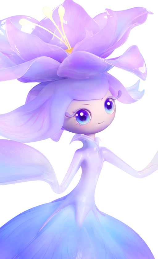 Official full-body artwork of the Aniimo Irisal in its Prismana Form, a Grass element DPS role creature