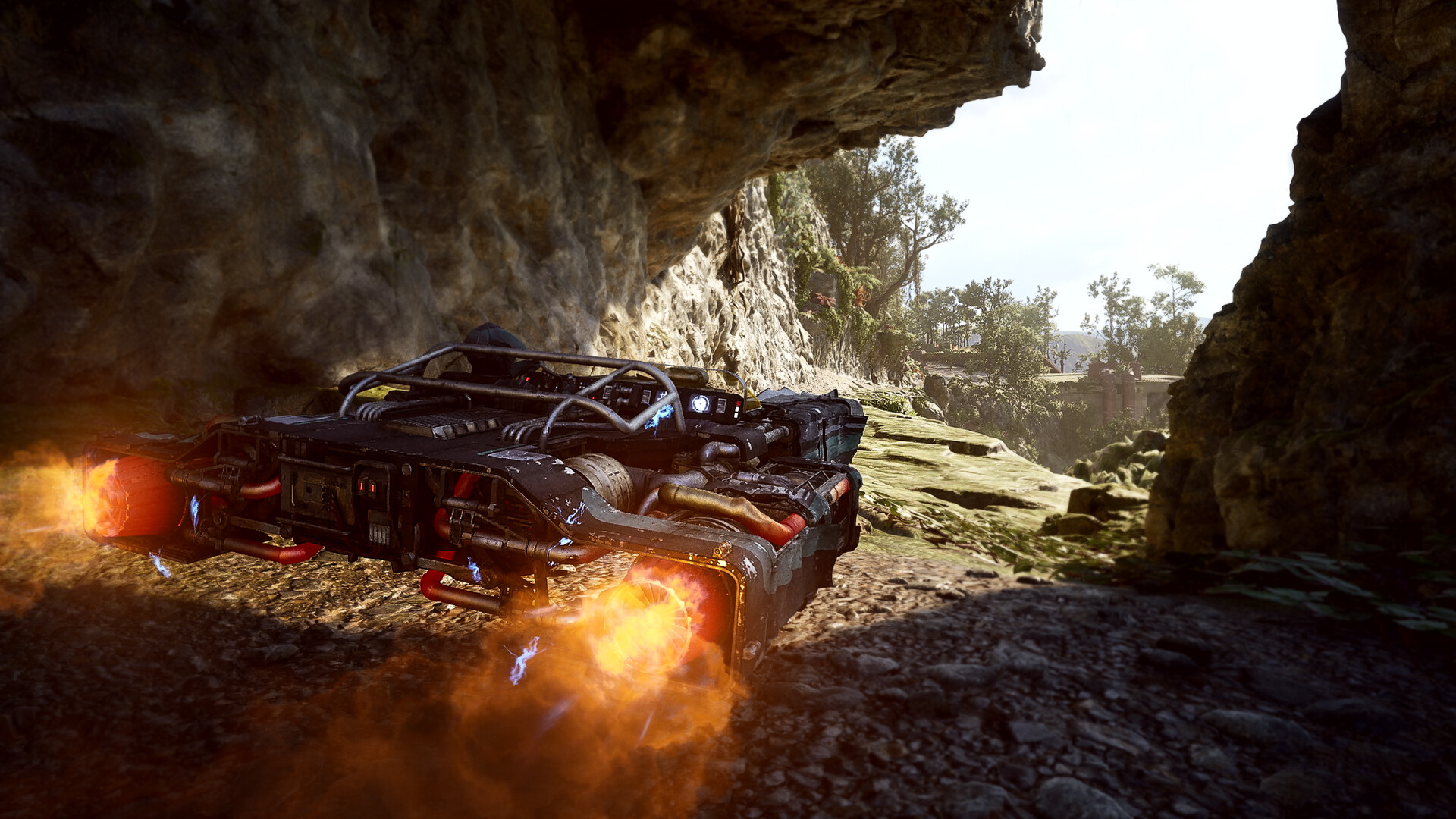 Star Wars: Galactic Racer racing across a hazardous planet environment