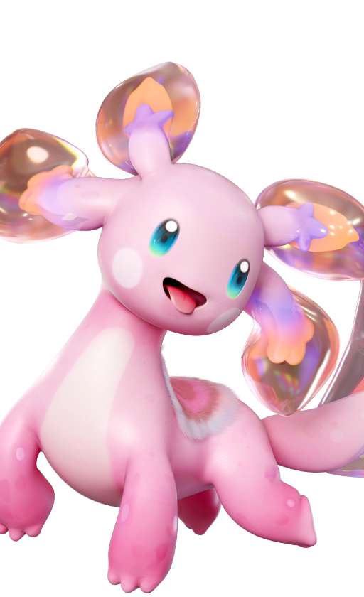 Official full-body artwork of the Aniimo Pranky in its Sea of Flowers Form, a Water element Heal role creature