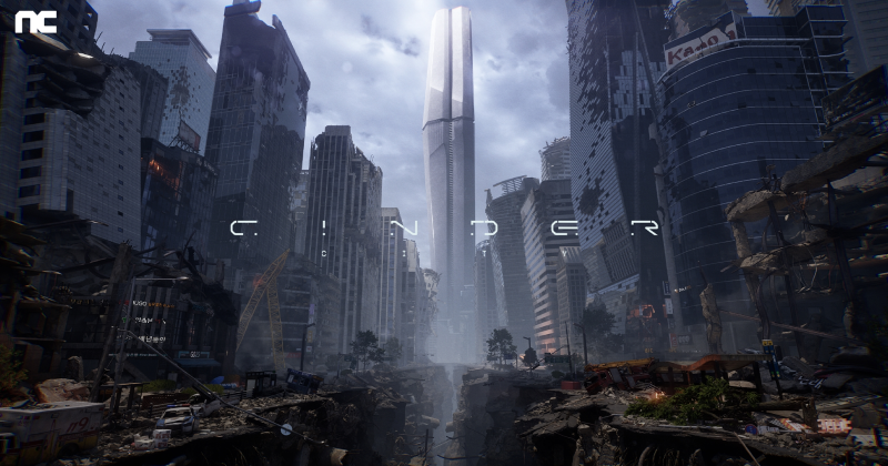 Cinder City artwork of its post-apocalyptic Seoul setting