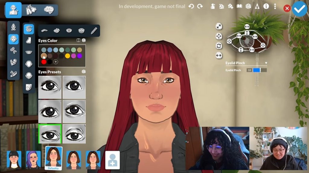 Paralives Paramaker eye customization interface with detailed adjustment sliders
