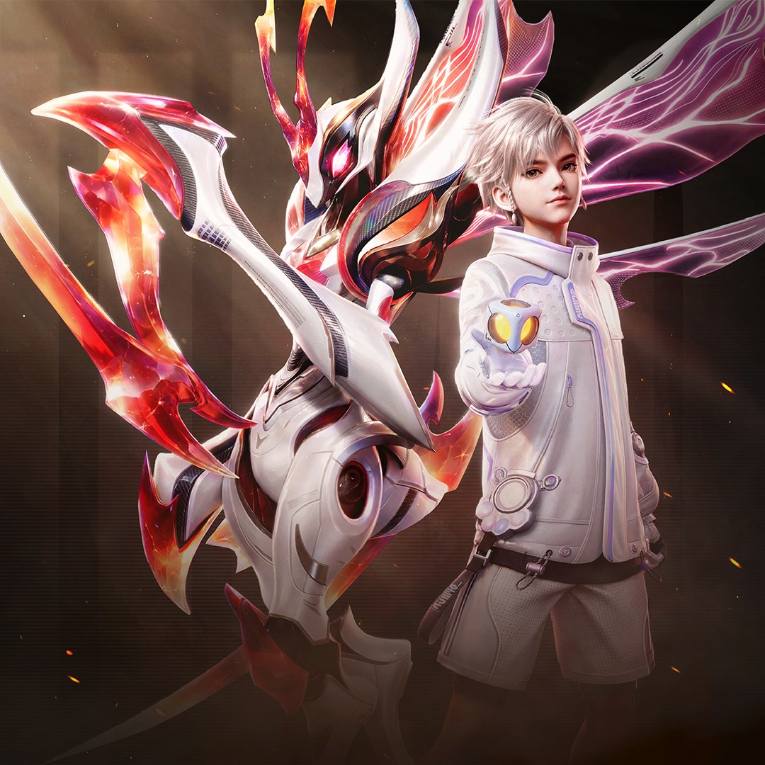 Square key art of a Pathfinder and a white and crimson winged Aniimo