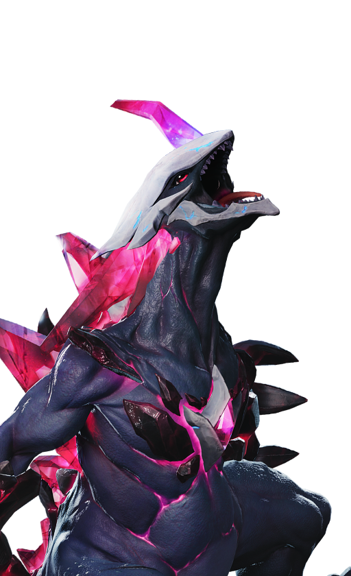 Official full-body artwork of the Aniimo Magmarex in its Prismana Form, a Fire and Dark element Break role creature