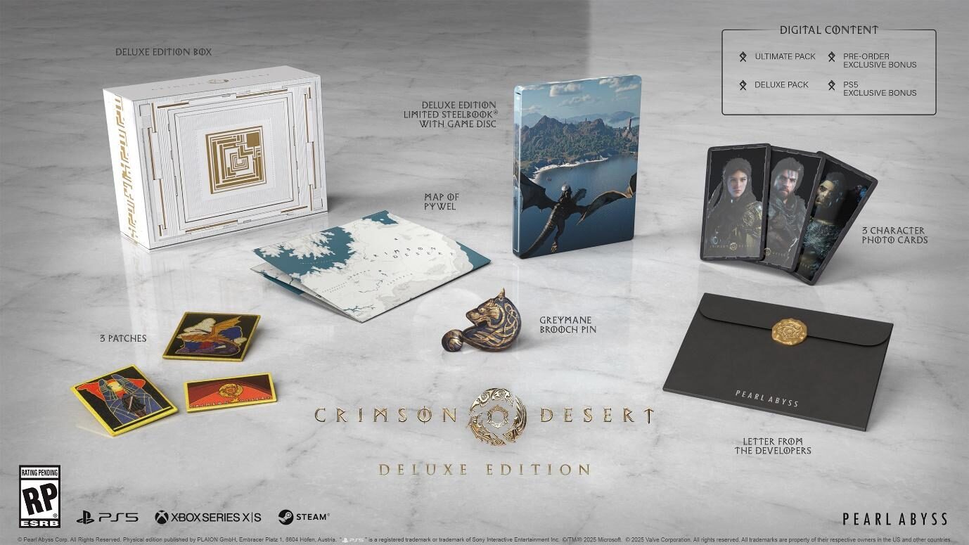 Crimson Desert Deluxe Edition box art and contents
