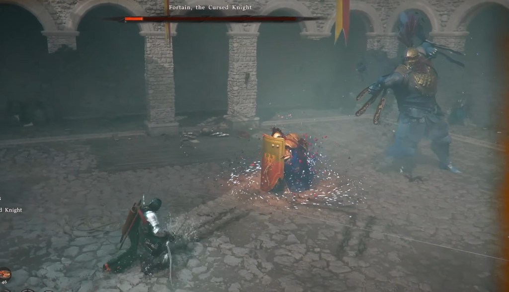 Fontaine the Cursed Knight boss battle in Crimson Desert