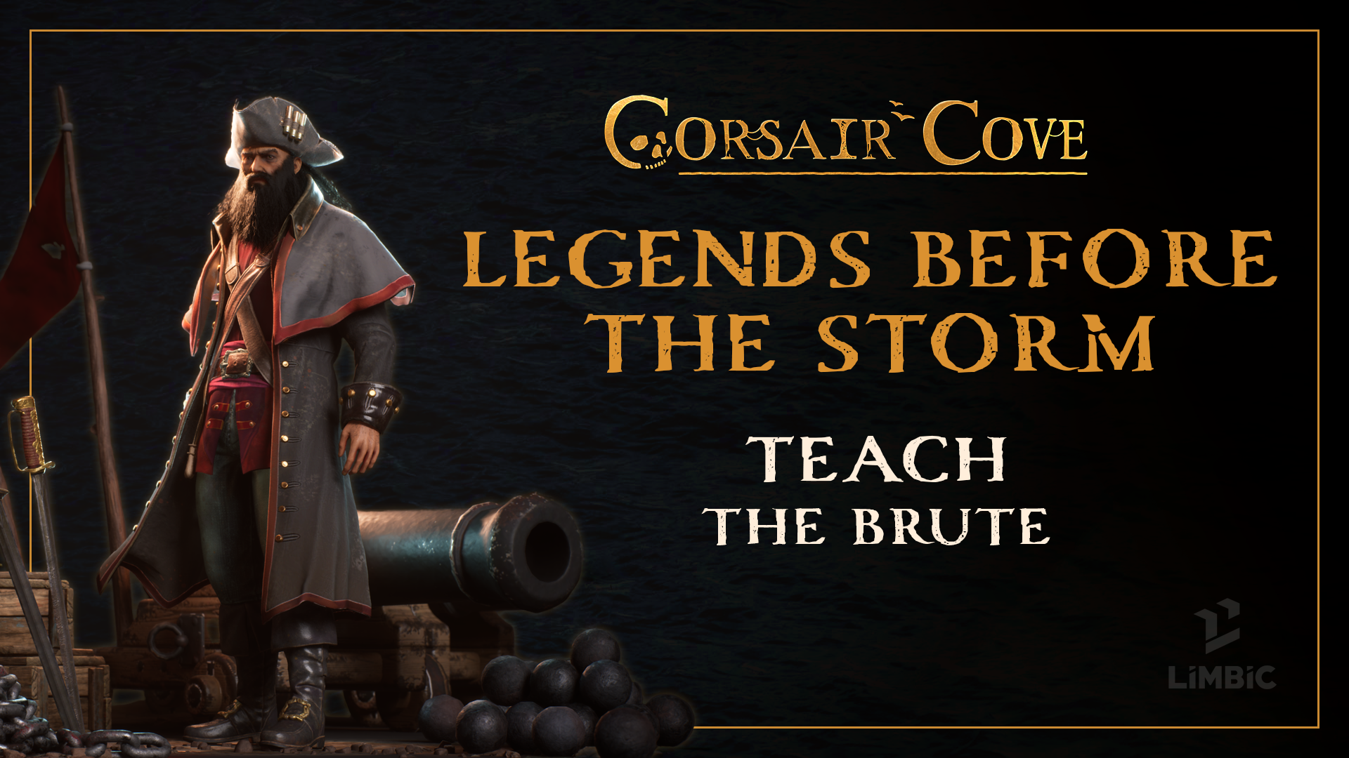 Key art of the pirate captain Edward Teach, better known as Blackbeard, styled the Brute in the pre-launch lore series