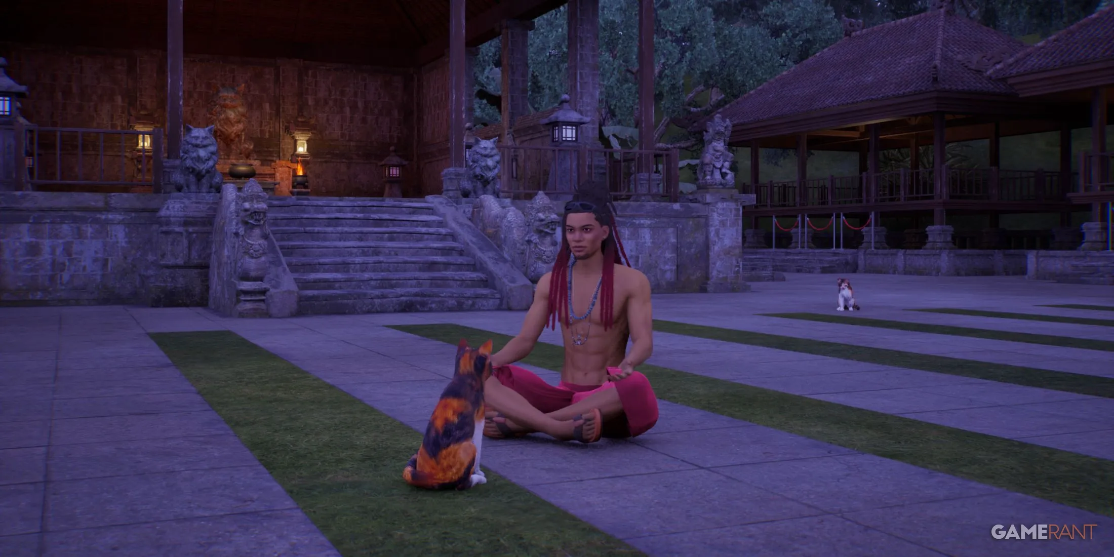 The Miatara Temple, a Balinese-inspired cat temple on the resort island in inZOI