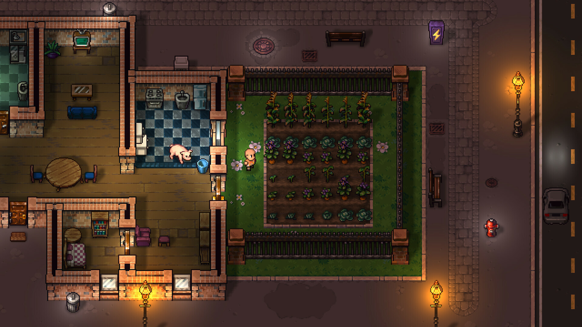 City blocks, roads, and biomes in Streets of Rogue 2
