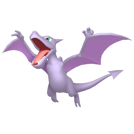 Aerodactyl sprite from Pokemon Pokopia showing the Fossil Pokemon with Fly specialty