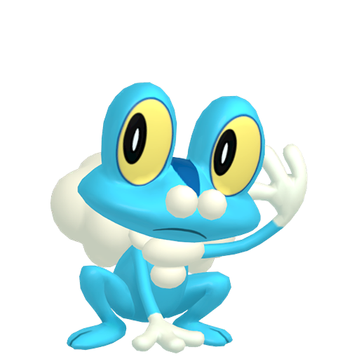 Froakie sprite from Pokemon Pokopia showing the Bubble Frog Pokemon with Water specialty