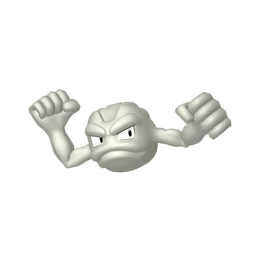 Geodude sprite from Pokemon Pokopia showing the Rock Pokemon with Crush specialty