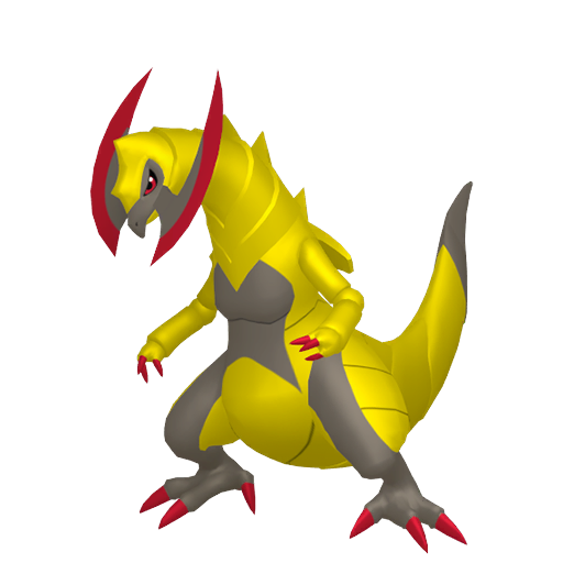 Haxorus sprite from Pokemon Pokopia showing the Axe Jaw Pokemon with Chop and Litter specialties