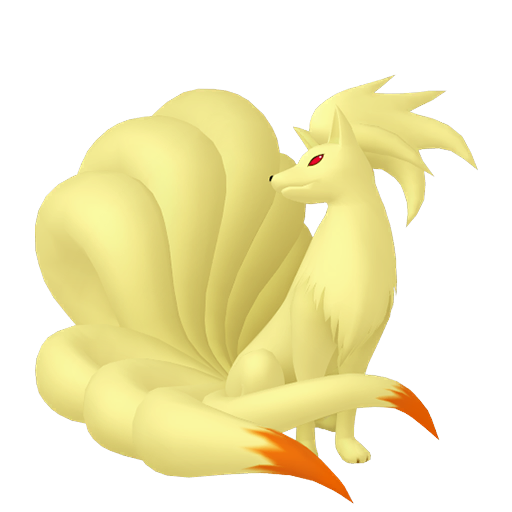 Ninetales sprite from Pokemon Pokopia showing the Fox Pokemon with Burn specialty