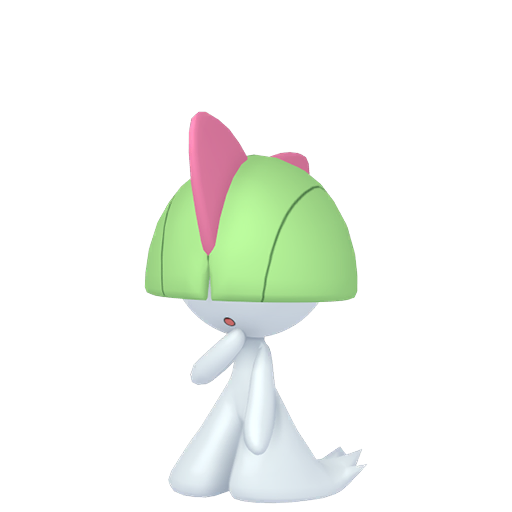 Ralts sprite from Pokemon Pokopia showing the Feeling Pokemon with Teleport specialty