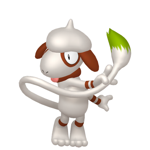 Smeargle sprite from Pokemon Pokopia showing the Painter Pokemon with Paint specialty