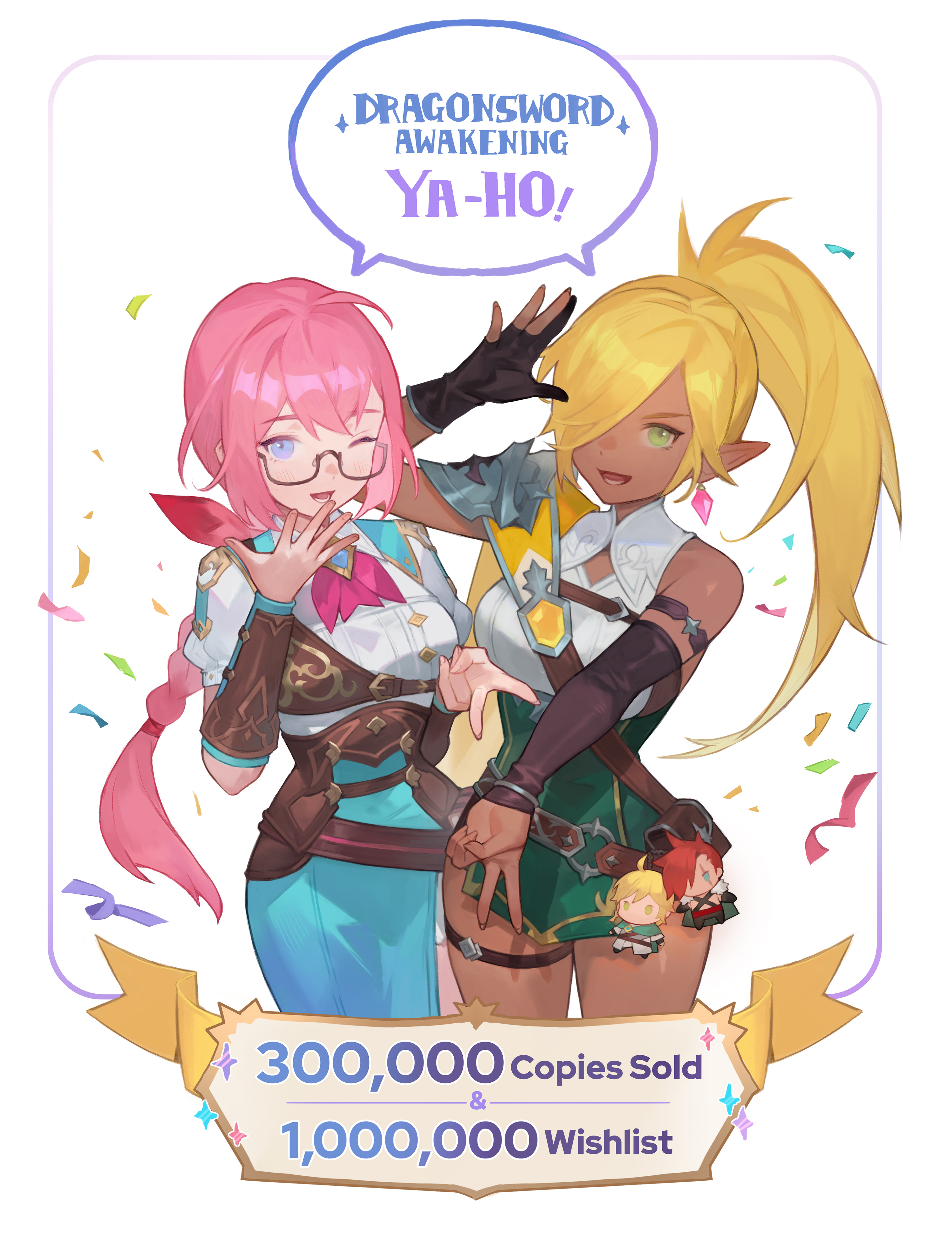 Official DragonSword : Awakening artwork celebrating 1,000,000 wishlists and 300,000 copies sold, published August 11, 2026
