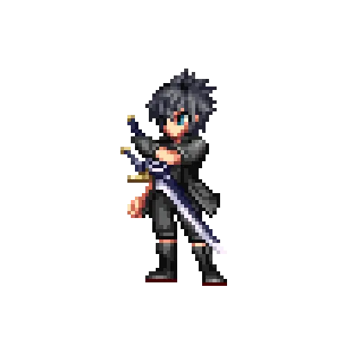 Pixel-art sprite of Noctis holding a sword as he appears in the Vision roster