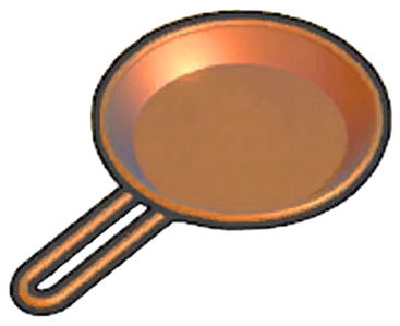 Frying Pan item from Pokemon Pokopia used for making Hamburger Steak recipes