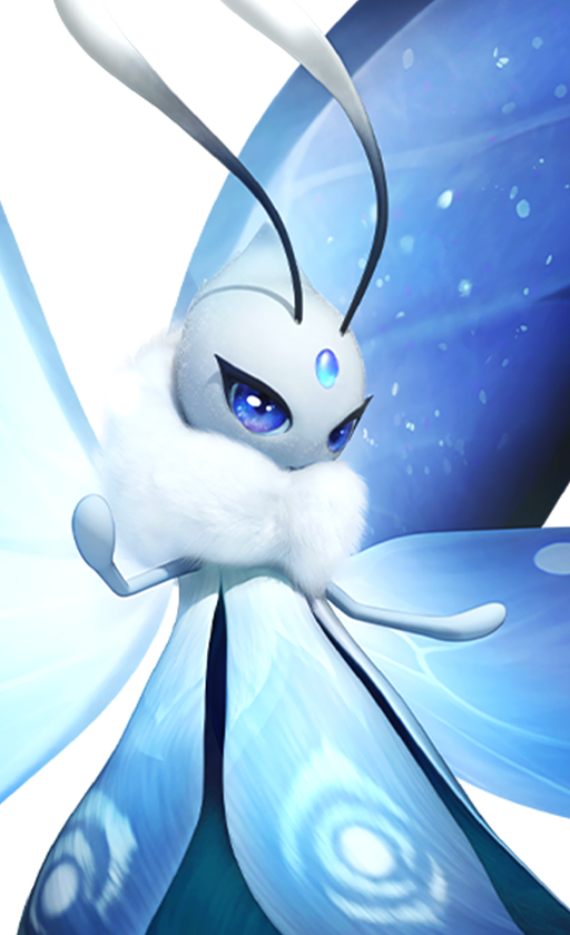 Official full-body artwork of the Aniimo Gracewing in its Nighttime Form, a Dark and Wind element Heal role creature