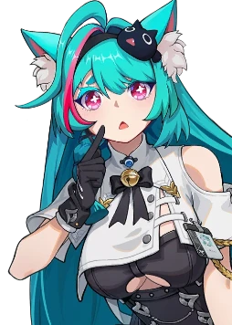 Mint full character art - blue-haired Bureau of Anomaly Control agent