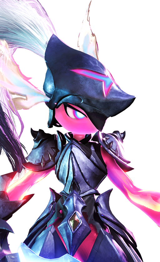 Official full-body artwork of the Aniimo Pawney in its Prismana Form, a Dark element DPS role creature