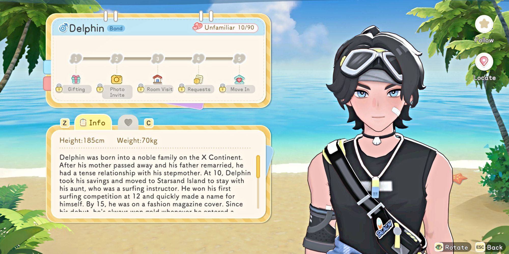 Delphin, the Angler profession mentor at AquaBlue Outpost