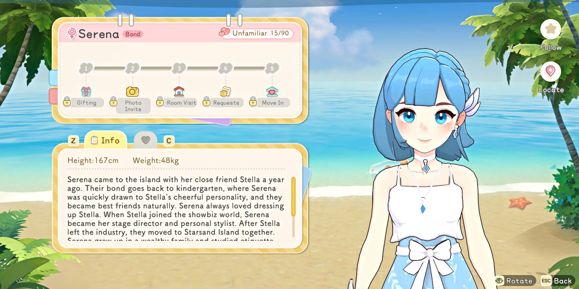 Serena, the beauty salon owner at Bloom Atelier in Starsand Island