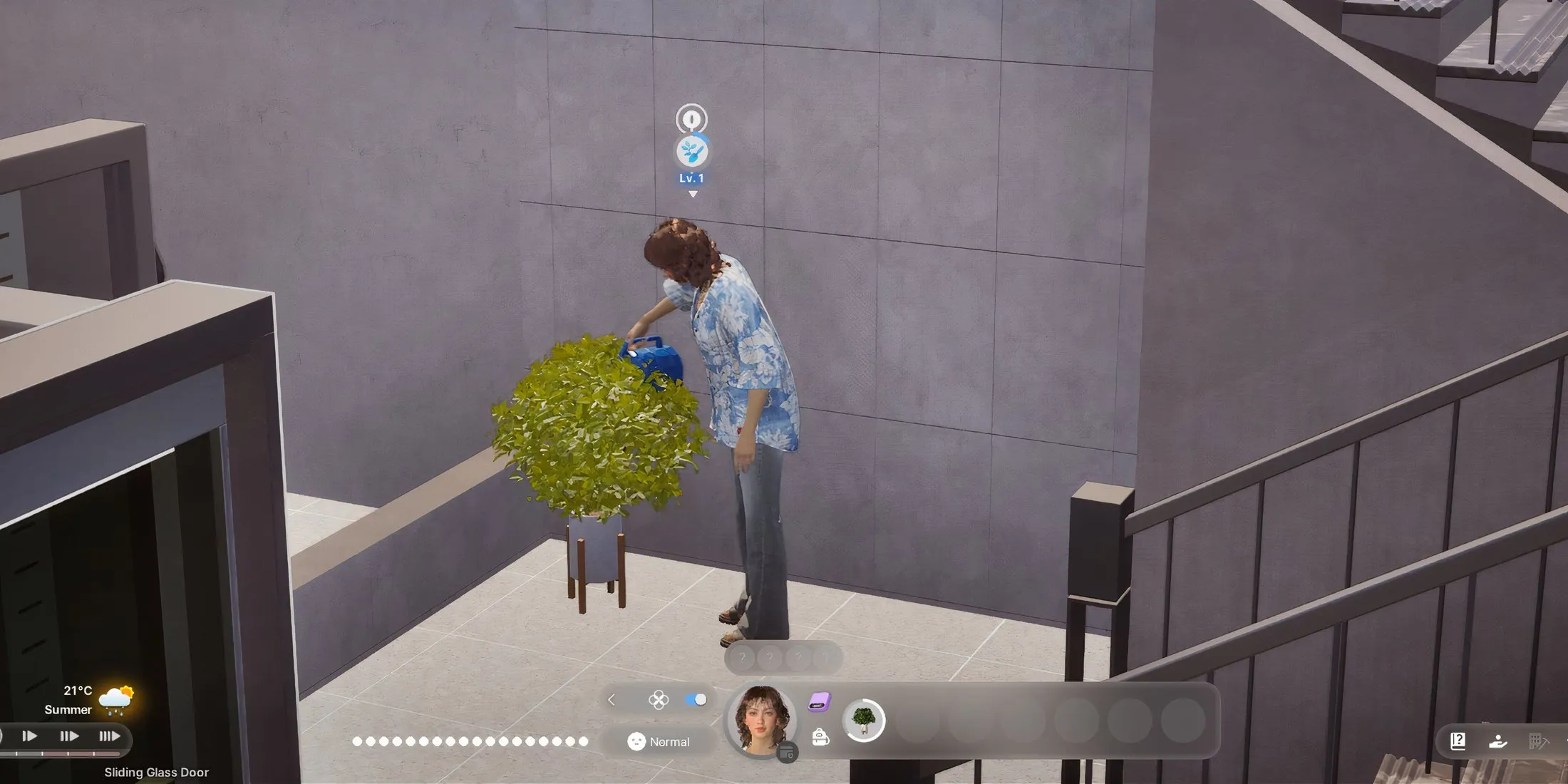 A Zoi tending to garden plants and flowers in inZOI