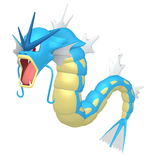 Gyarados sprite from Pokemon Pokopia showing the Atrocious Pokemon that teaches Waterfall