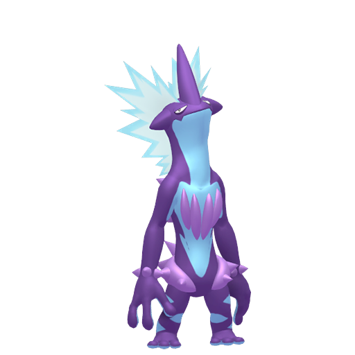 Toxtricity Low Key Form sprite from Pokemon Pokopia showing the Punk Pokemon with Generate and Hype specialties