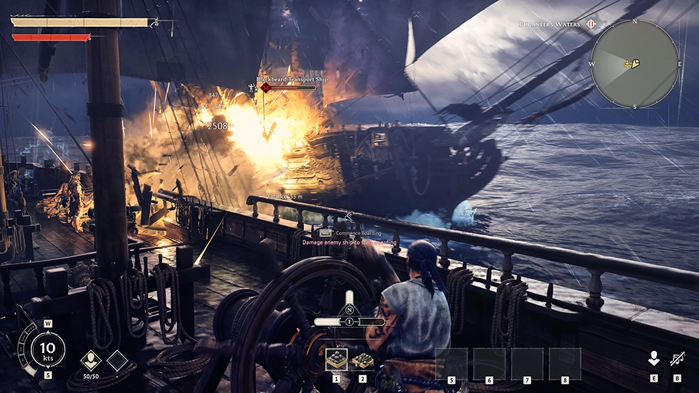 Windrose naval combat with cannon fire between pirate ships