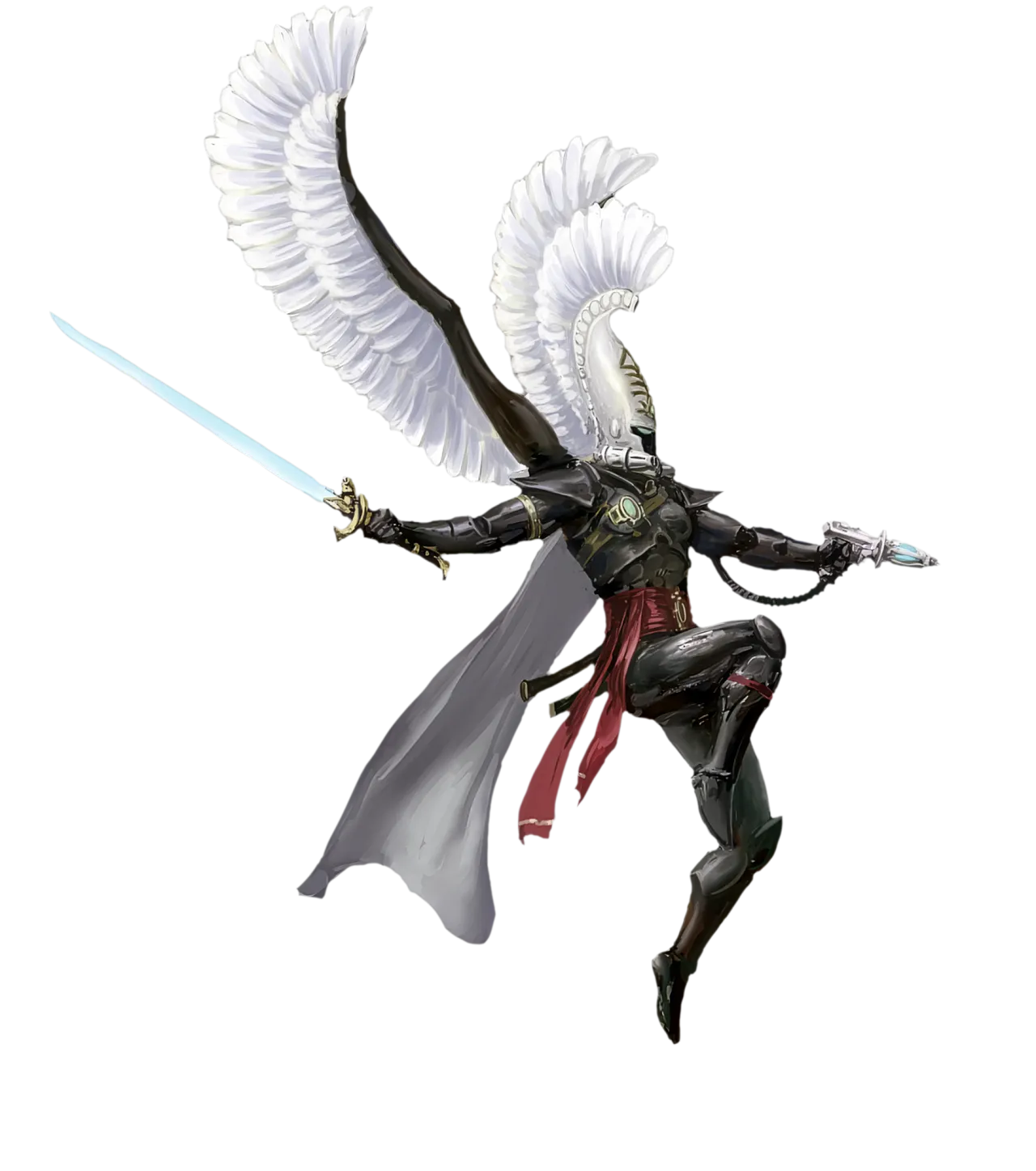 Official key art of a winged Aeldari warrior, one of the four launch factions in Total War: Warhammer 40,000