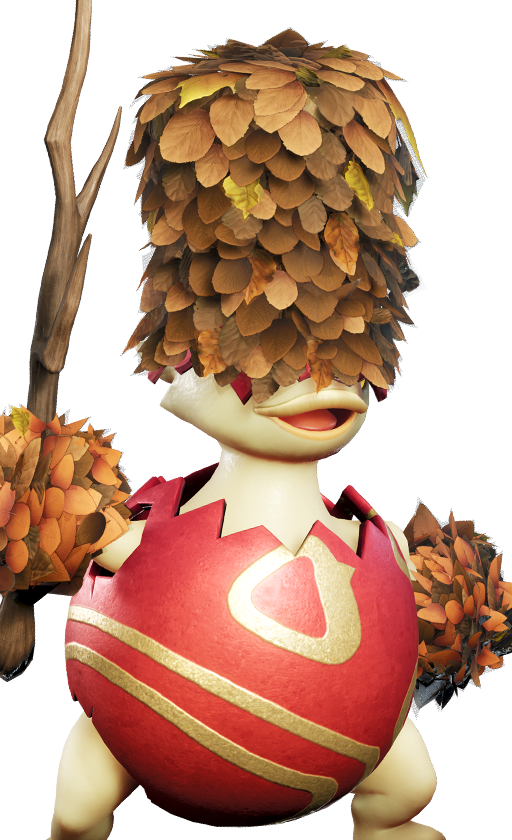 Official full-body artwork of the Aniimo Pomegg in its Highland Form, a Grass element Break role creature