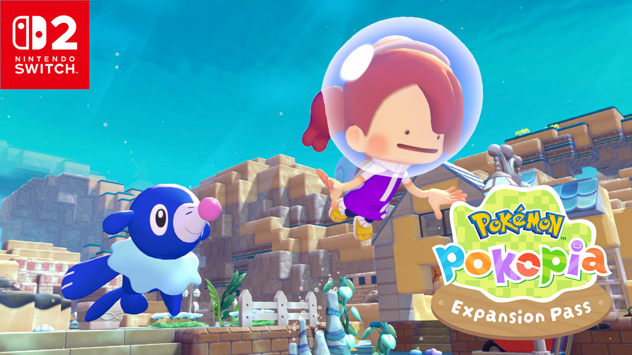 Official Expansion Pass key art for Pokemon Pokopia showing the three-part DLC
