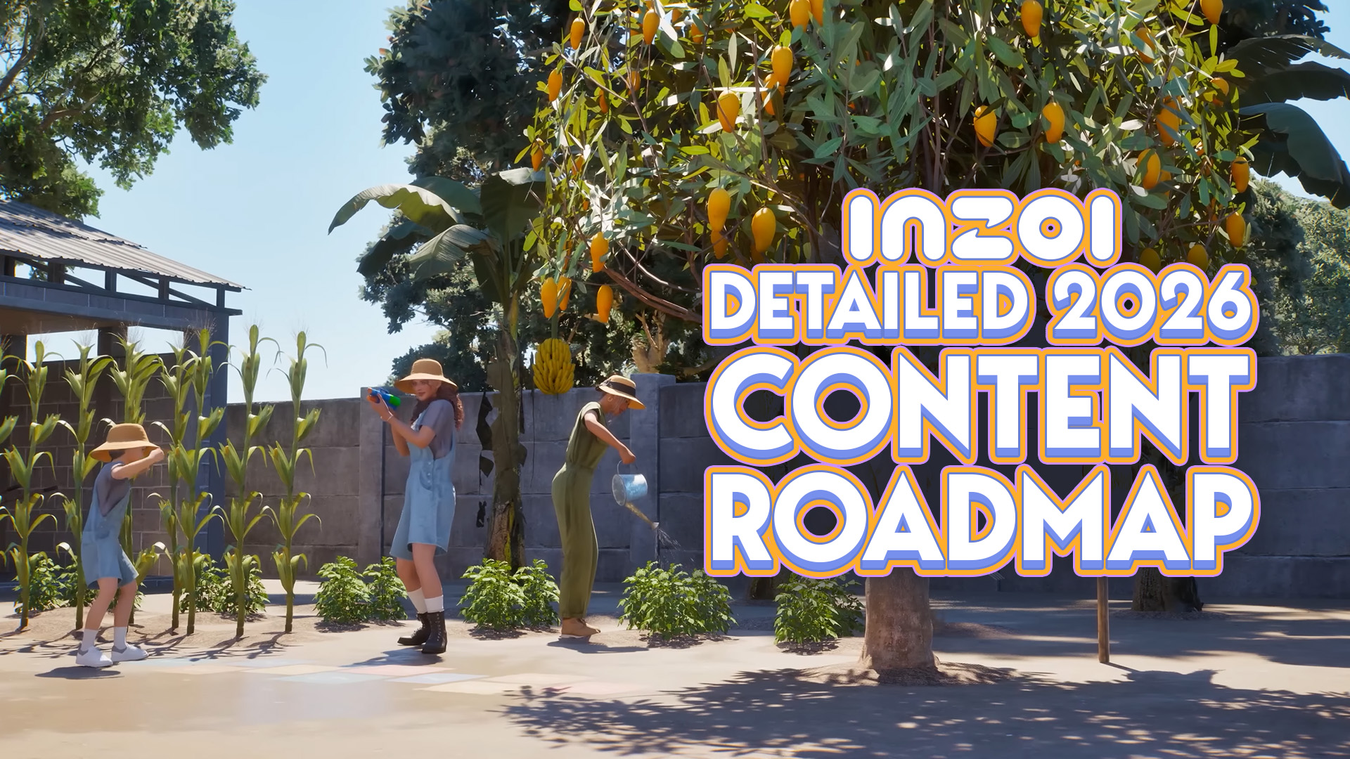 Official inZOI 2026 content roadmap showing planned updates and features