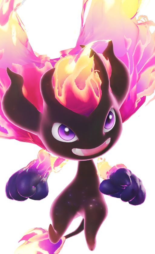 Official full-body artwork of the Aniimo Flamerion in its Sea of Flowers Form, a Fire element Energy role creature