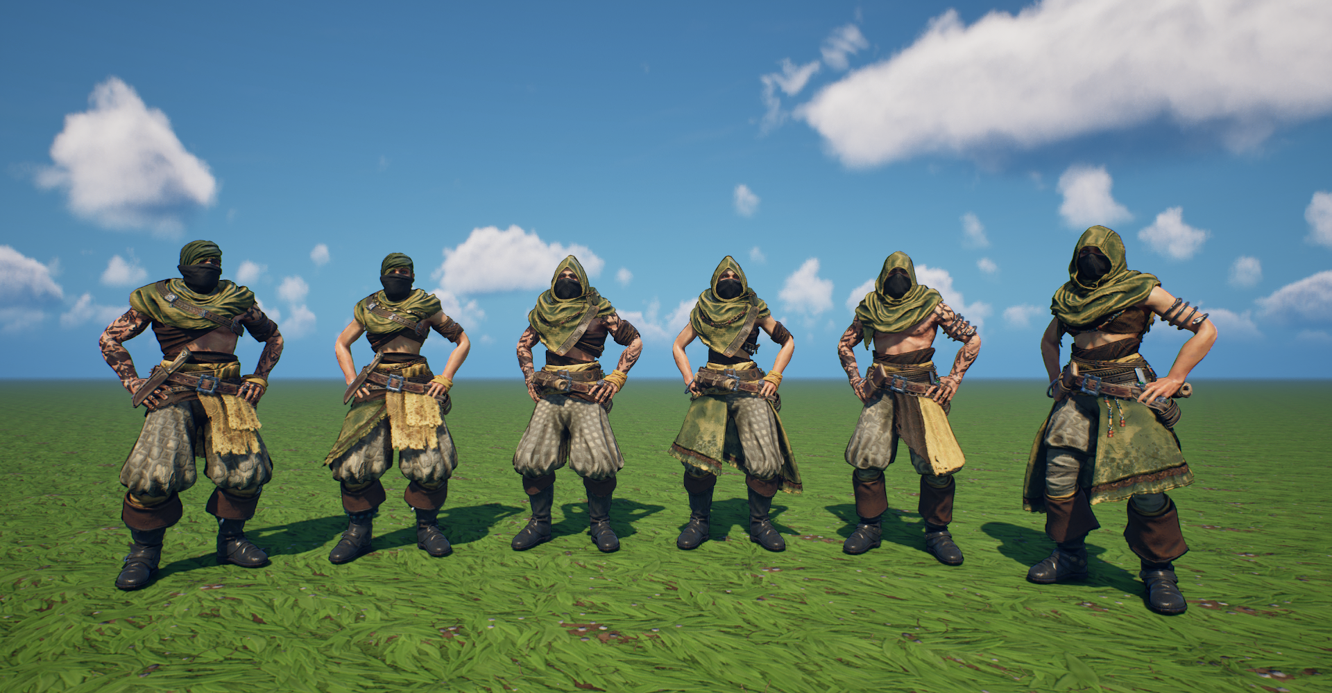Work-in-progress hooded faction clothing set shown during Ashlands development