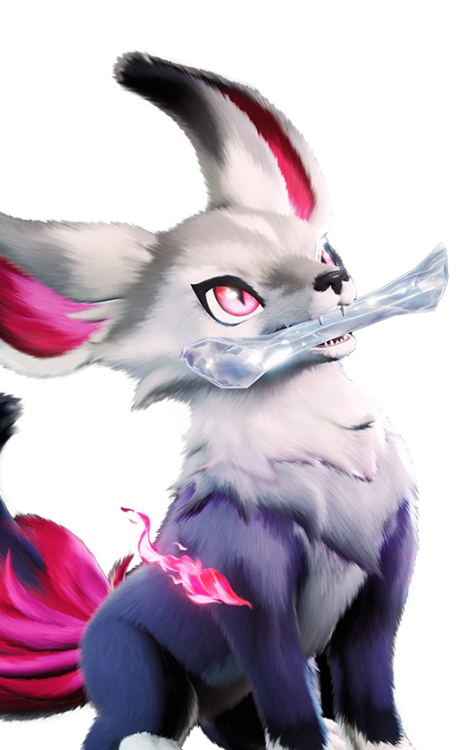 Official full-body artwork of the Aniimo Fenrier in its Nighttime Form, a Dark and Ice element DPS role creature