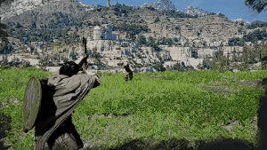 Explosive Evasive Shot skill animation in Crimson Desert